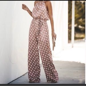 Vici Mauve Polka Dot Jumpsuit